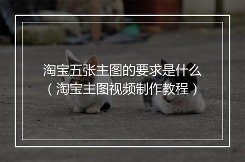 淘宝五张主图的要求是什么(淘宝主图视频制作教程)