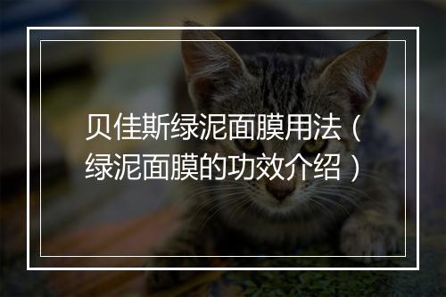 贝佳斯绿泥面膜用法(绿泥面膜的功效介绍)