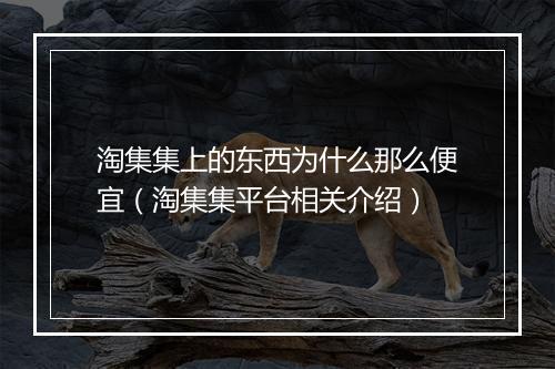 淘集集上的东西为什么那么便宜(淘集集平台相关介绍)