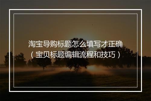 淘宝导购标题怎么填写才正确(宝贝标题编辑流程和技巧)