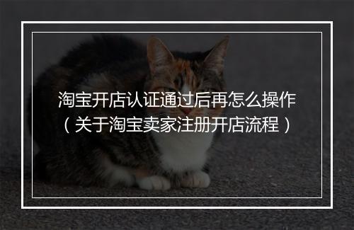 淘宝开店认证通过后再怎么操作(关于淘宝卖家注册开店流程)