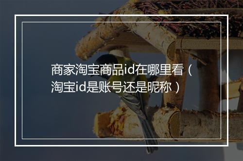 商家淘宝商品id在哪里看(淘宝id是账号还是昵称)