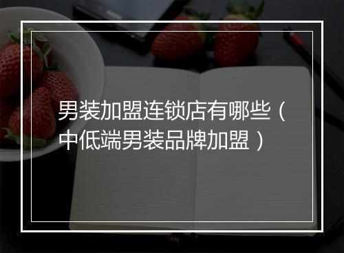 男装加盟连锁店有哪些(中低端男装品牌加盟)