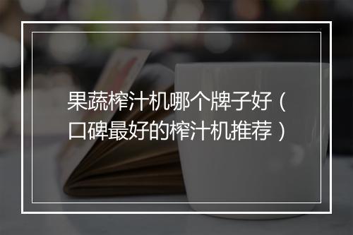 果蔬榨汁机哪个牌子好(口碑最好的榨汁机推荐)