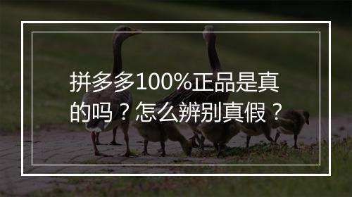 拼多多100%正品是真的吗?怎么辨别真假?
