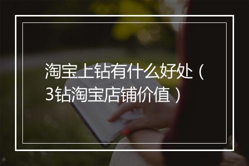 淘宝上钻有什么好处(3钻淘宝店铺价值)