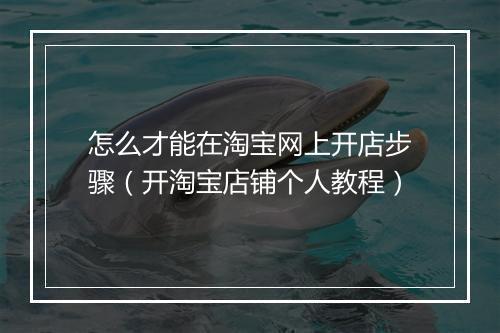 怎么才能在淘宝网上开店步骤(开淘宝店铺个人教程)