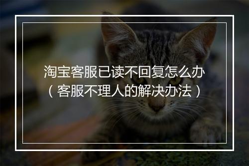 淘宝客服已读不回复怎么办(客服不理人的解决办法)