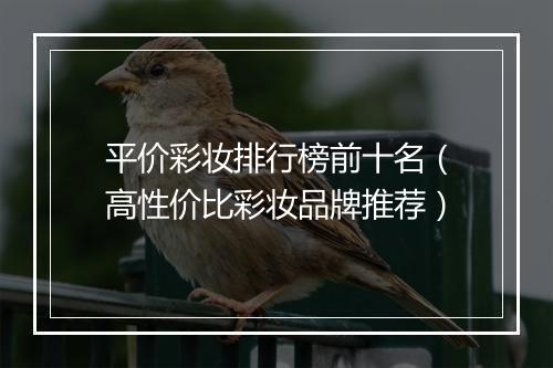 平价彩妆排行榜前十名(高性价比彩妆品牌推荐)