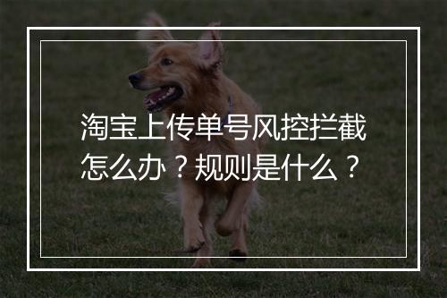 淘宝上传单号风控拦截怎么办?规则是什么?