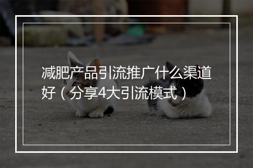 减肥产品引流推广什么渠道好(分享4大引流模式)