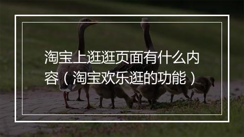 淘宝上逛逛页面有什么内容(淘宝欢乐逛的功能)