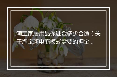 淘宝家居用品保证金多少合适(关于淘宝新电商模式需要的押金)