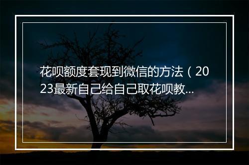 花呗额度套现到微信的方法(2023最新自己给自己取花呗教程)