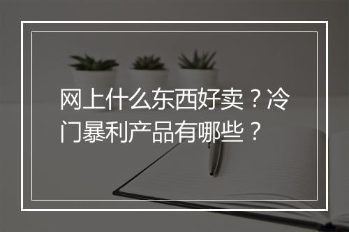 网上什么东西好卖?冷门暴利产品有哪些?