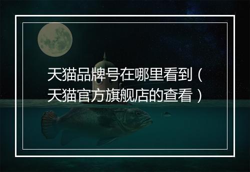 天猫品牌号在哪里看到(天猫官方旗舰店的查看)