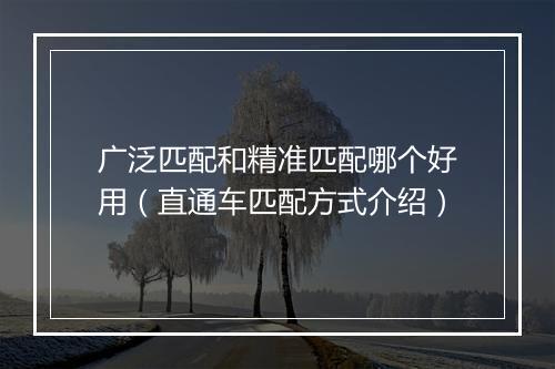 广泛匹配和精准匹配哪个好用(直通车匹配方式介绍)