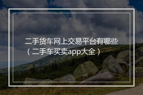 二手货车网上交易平台有哪些(二手车买卖app大全)