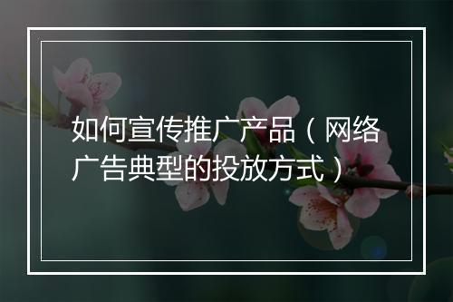 如何宣传推广产品(网络广告典型的投放方式)