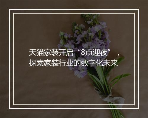 天猫家装开启“8点迎夜”,探索家装行业的数字化未来