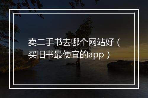 卖二手书去哪个网站好(买旧书最便宜的app)
