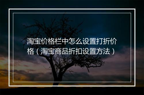 淘宝价格栏中怎么设置打折价格(淘宝商品折扣设置方法)