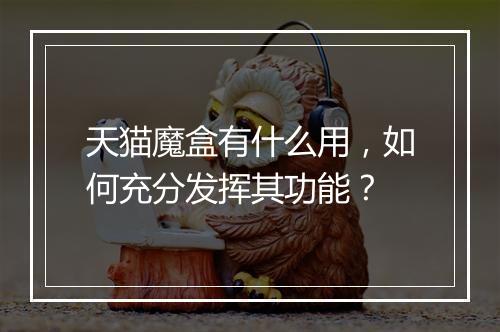 天猫魔盒有什么用,如何充分发挥其功能?
