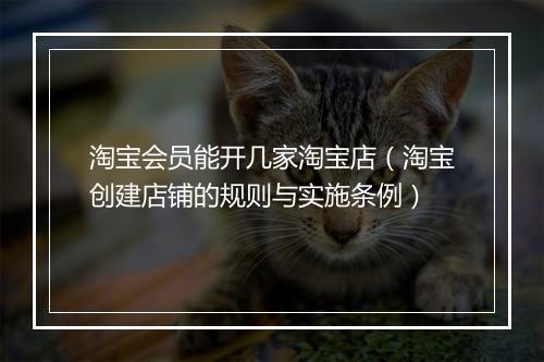 淘宝会员能开几家淘宝店(淘宝创建店铺的规则与实施条例)
