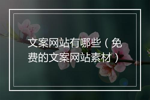 文案网站有哪些(免费的文案网站素材)
