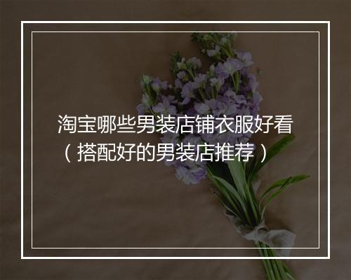 淘宝哪些男装店铺衣服好看(搭配好的男装店推荐)