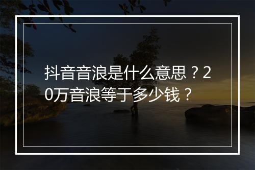 抖音音浪是什么意思?20万音浪等于多少钱?