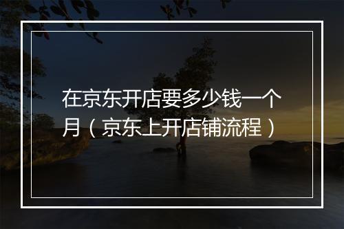 在京东开店要多少钱一个月(京东上开店铺流程)