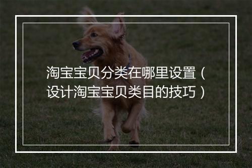 淘宝宝贝分类在哪里设置(设计淘宝宝贝类目的技巧)
