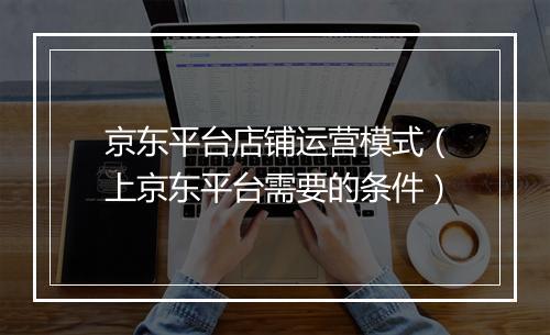京东平台店铺运营模式(上京东平台需要的条件)