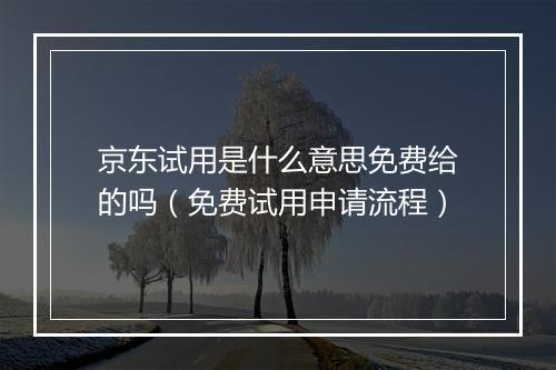 京东试用是什么意思免费给的吗(免费试用申请流程)