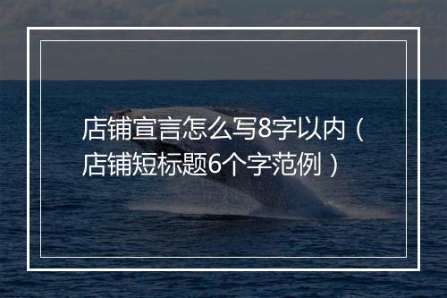 店铺宣言怎么写8字以内(店铺短标题6个字范例)