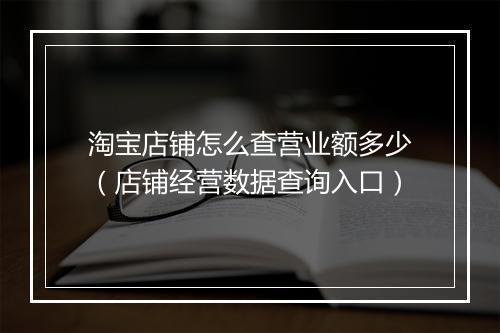 淘宝店铺怎么查营业额多少(店铺经营数据查询入口)