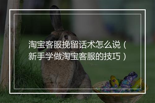 淘宝客服挽留话术怎么说(新手学做淘宝客服的技巧)