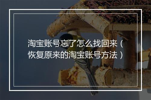 淘宝账号忘了怎么找回来(恢复原来的淘宝账号方法)
