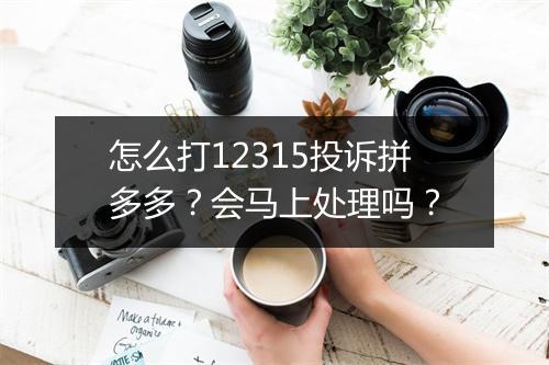 怎么打12315投诉拼多多?会马上处理吗?