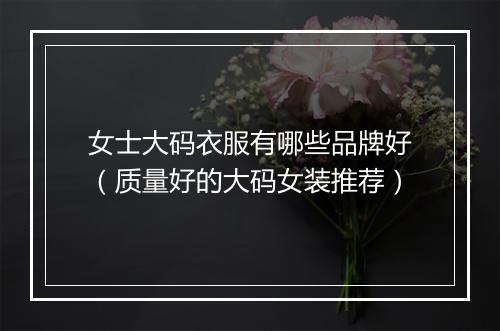 女士大码衣服有哪些品牌好(质量好的大码女装推荐)
