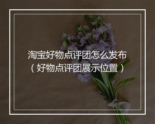 淘宝好物点评团怎么发布(好物点评团展示位置)