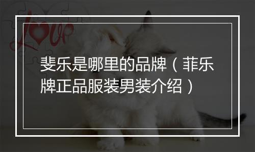 斐乐是哪里的品牌(菲乐牌正品服装男装介绍)