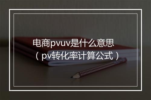 电商pvuv是什么意思(pv转化率计算公式)
