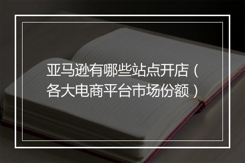亚马逊有哪些站点开店(各大电商平台市场份额)
