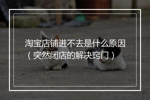 淘宝店铺进不去是什么原因(突然闭店的解决窍门)