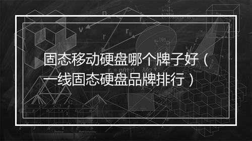 固态移动硬盘哪个牌子好(一线固态硬盘品牌排行)