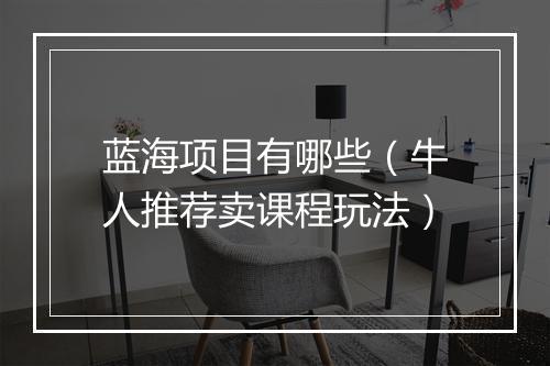 蓝海项目有哪些(牛人推荐卖课程玩法)
