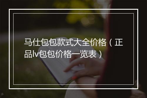 马仕包包款式大全价格(正品lv包包价格一览表)