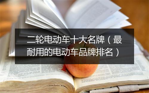 二轮电动车十大名牌(最耐用的电动车品牌排名)
